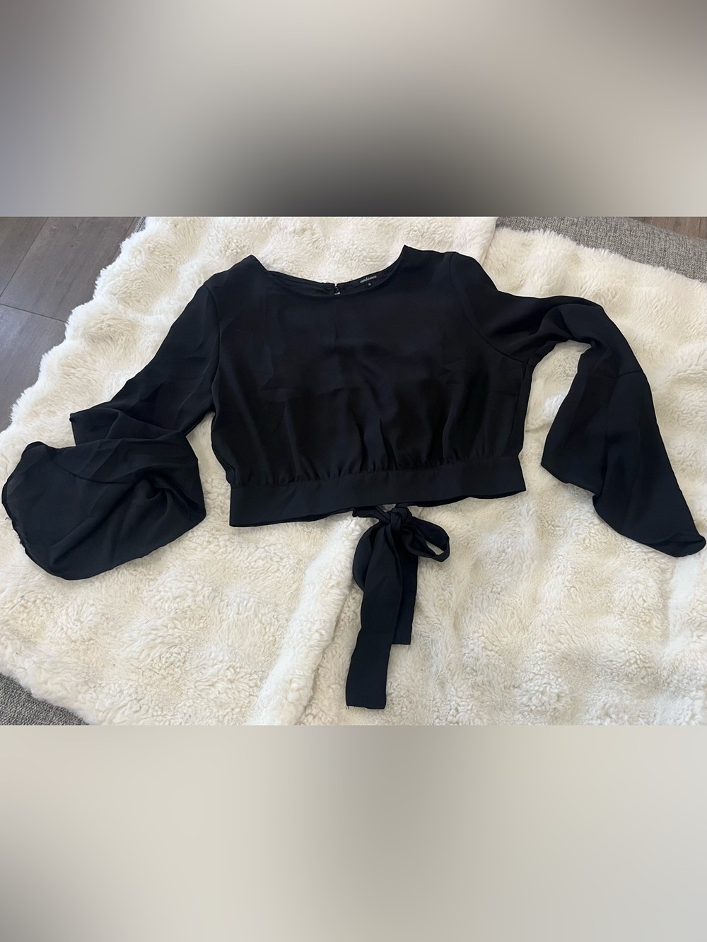 Ambiance Black Tie-Front Crop Top